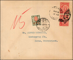 1934, 4 C.-Frankatur, ungenügend frankierter Brief in die ...