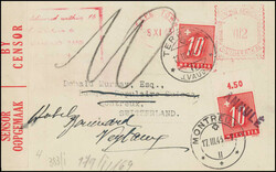 1944, Freistempel von CAPE TOWN 8 XI 43, Doppel-Zensur Süd Afrika ...