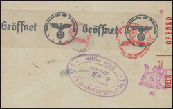1944, Freistempel von CAPE TOWN 8 XI 43, Doppel-Zensur Süd Afrika ...