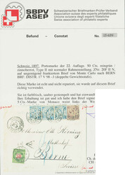 50 Rp.-Frankatur, 50 Rp., reingrün, sehr farbfrisch, sauberer ...