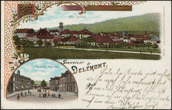 DELEMONT, farbige Litho-AK, mit 2 Bildern: Vue générale und ...