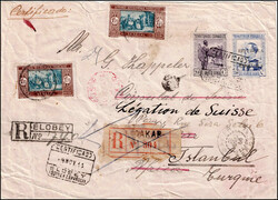 1935, Einschreibebrief von ELOBEY, GUINEA ESPANIOL nach DAJ`KAR ...