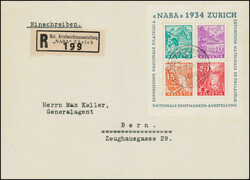 1934, NABA-Block, auf sehr schönem R-FDC, ET-S-Stempel Nat. ...