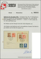 1941, PRO JUVENTUTE-Block auf schönem FDC, zusammen mit der Serie ...
