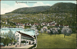 RICKENBACH, farbige Foto AK mit 2 Bildern: Panorama und Pension z. ...