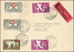 1942-1960, über 58 Frankaturen, Bedarfsbriefe, Satzbriefe, R-Briefe, ...