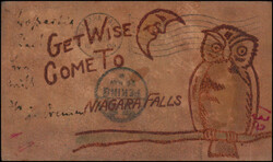 1902, Ansichtskarte aus Leder, sauberer Stempel NIGARA FALLS APR 15 ...