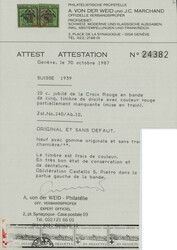 1939, 75 Jahre Rotes Kreuz, 20 Rp. rot, waagerechter Dreierstreifen, ...