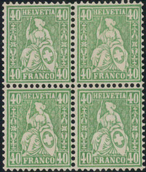 40 Rp., grün, sehr farbfrischer Viererblock, einwandfreie Zähnung, ...