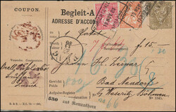 1.30 Fr.-Frankatur, 20 Rp. orange (kurze Zähne, da über Kartenrand ...