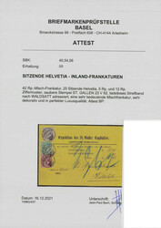 42 Rp.-Misch-Frankatur, 25 Rp. Sitzende Helvetia, 5 Rp. und 12 Rp. ...