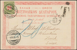 20 Rp.-Frankatur, sauberer Stempel ZÜRICH 4.IV.03, auf sehr schöner ...