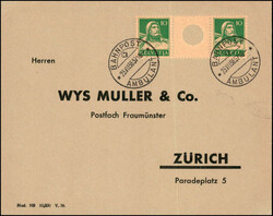 10 + 10 Rp. grün, sämisch, Tellbrustbild, farbfrisches Paar mit ...