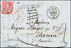 30 Rp.-Einzelfrankatur, 30 Rp. zinnober, sauberer Stempel MORGES 15 ...