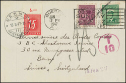 1947, 2 Briefe, davon einer mit Flugpost, in die Schweiz adressiert, ...