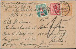 1921/40, eine Ganzsache und ein Geschäftsbrief nach der Schweiz ...