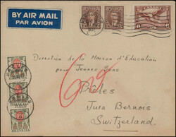 1929/1937, 3 Briefe und 1 Postkarte in die Schweiz. Mit ...