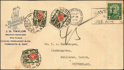 1929/1937, 3 Briefe und 1 Postkarte in die Schweiz. Mit ...