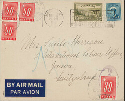 1946-1950, 3 Briefe mit Schweizer Nachportomarken, 15 Rp. bis 150 Rp. ...