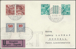 1953, 3 schöne Frankaturen mit Nachtaxierungen, mit Zwischenstegen ...