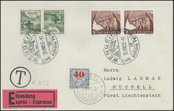 1953, 3 schöne Briefe mit Nachtaxierungen, 15 bis 40 Rp., mit ...