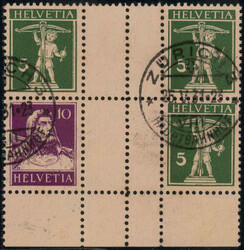 5 + 5 Rp. olivgrün zusammen mit 10 + 5 Rp. dunkelviolett und ...