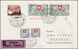 1940-1953, 4 interessante Briefe mit Portomarken-Frankaturen, ...