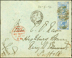 5 d.-Frankatur, 2x 2 1/2d., Aufgabestempel FREETOWN MR 20 95 SIERRA ...