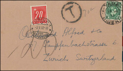 1950/52, 2, mit Portomarken, nachtaxierte Flugpostbriefe, in ...