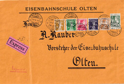 28.II.14, Tripolis b. Olten, insgesamt 7 Abschläge auf Buntfrankatur ...