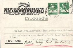 1926, 10+10Rp. Tell grün auf Klebezettel der Schweiz. Ausstellung ...