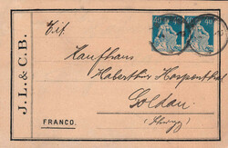 J.L. & C.B., Burgdorf, Klebezettel mit 2x 40Rp. Helvetia mit ...