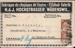 1920, 30+30Rp. Helvetia mit Schwert Eindrucke auf Klebezettel H.& ...