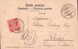 1905, AK von Zermatt nach Rhodos. 1905 gehörte die Insel Rhodos zu ...