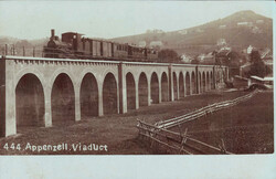 ca. 1920, "Appenzell, Viaduct", s/w Fotoansicht auf bläulicher Karte ...