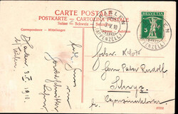 1910, "Haslen", s/w Lichtdruckkarte, mit passendem Zweikreisstempel ...