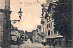 1914, "Oberegg - Hauptstrasse", s/w Lichtdruckkarte, von Buchs/SG ...