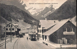1914, "Bahnhof mit Gasthaus Wasserauen Säntisbahn", s/w ...