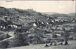 1907, "Bubendorf", s/w Lichtdruckkarte, belebt, mit passendem ...