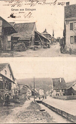 1910, "Gruss aus Ettingen", s/w Lichtdruckkarte mit zwei Ansichten, ...
