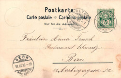 1899, "Gruss aus Prattlen - Gasthaus zum Bahnhof A. Bärtschy", s/w ...