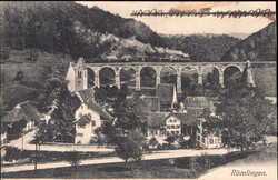 1917, "Rümlingen", s/w Lichtdruckkarte, Dampflok-Zugskomposition auf ...