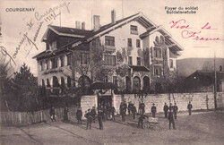 1919, "Courgenay - Soldatenstube", s/w Lichtdruckkarte, sehr belebte ...