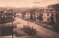 ca. 1915, "Courgenay", s/w Lichtdruckkarte, belebte Strassenansicht, ...