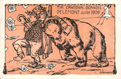 1909, "Tir Cantonal Bernois Delémont Juillet 1909", farbige ...