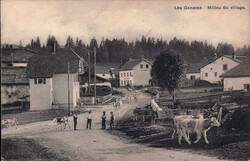 ca. 1910, "Les Genevez. Milieu du Village", s/w Lichtdruckkarte, ...