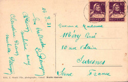 1931, "Miécourt - Milieu du Village", s/w Lichtdruckkarte, belebte ...