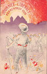 1928, "Journée Libérale Porrentruy 1928", farbige Künstlerkarte, ...