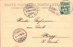 1904, "Gruss aus Lungern", farbige Foto-Lithokarte mit belebter ...