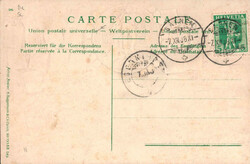 1908, "Sarnen - Institut", s/w Lichtdruckbild auf farbige Prägekarte ...